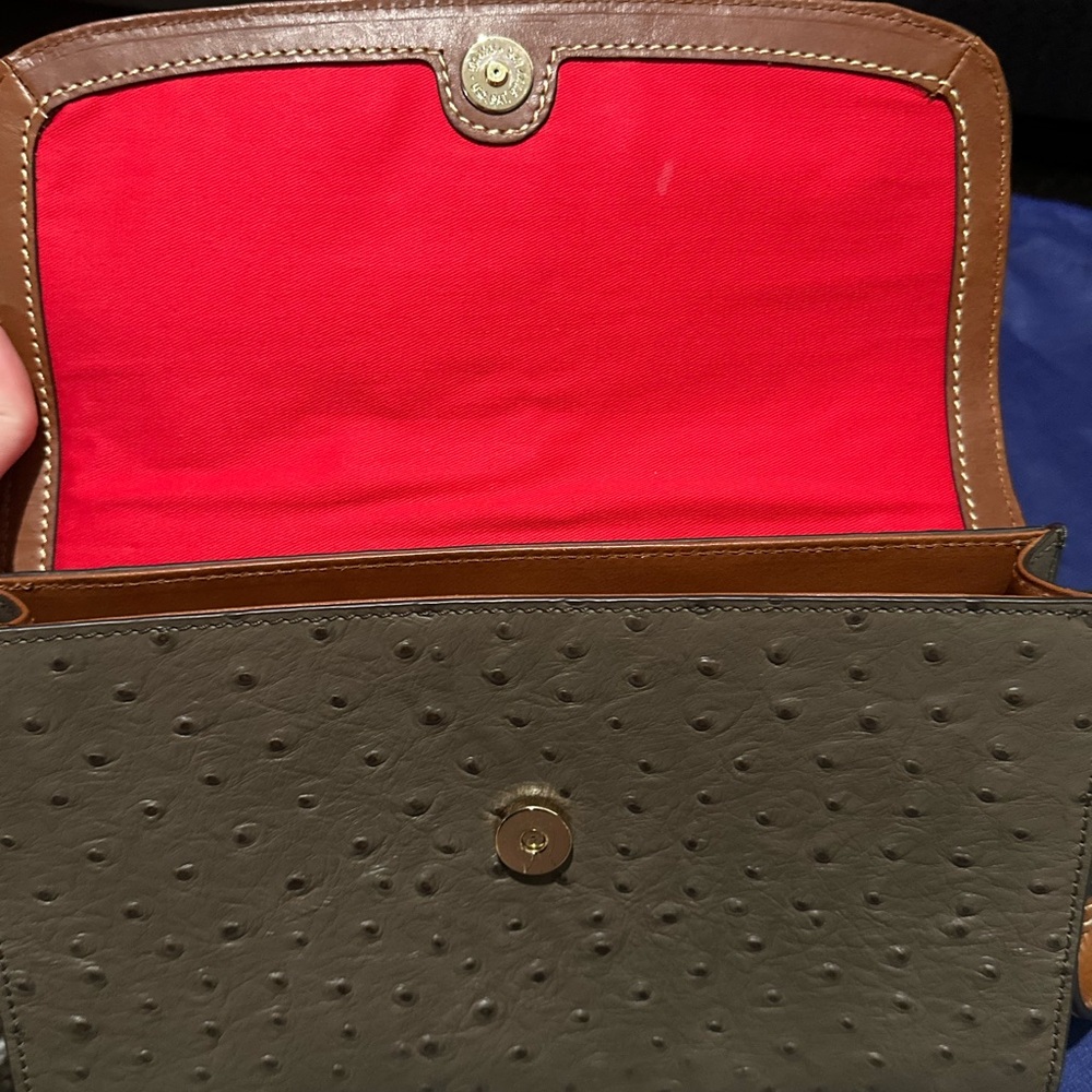 Dooney & Bourke Lacey Ostrich Brown Crossbody Bag Purse - Picture 5 of 11